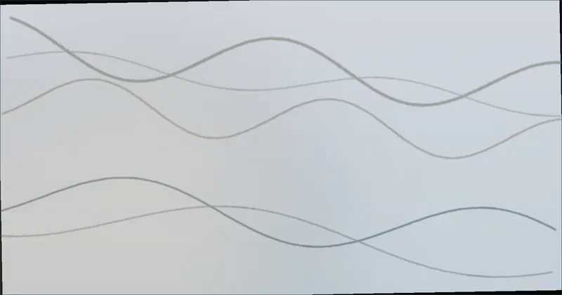 Illustration of a train travelling a scenic rail line through countryside
